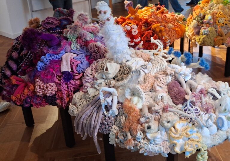 Kunstwerk für den Klimaschutz: Stadtbibliothek Emmendingen stellt gehäkeltes Korallenriff aus