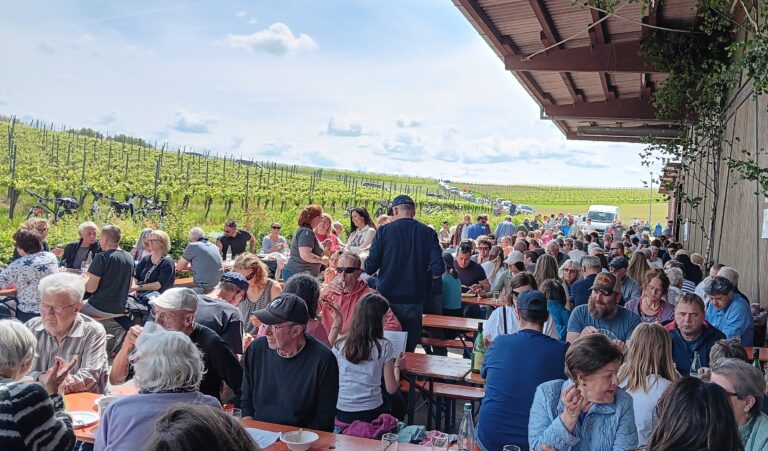 Menschenmenge auf dem gut besuchten Opfinger Wein- und Spargelfest 2026.